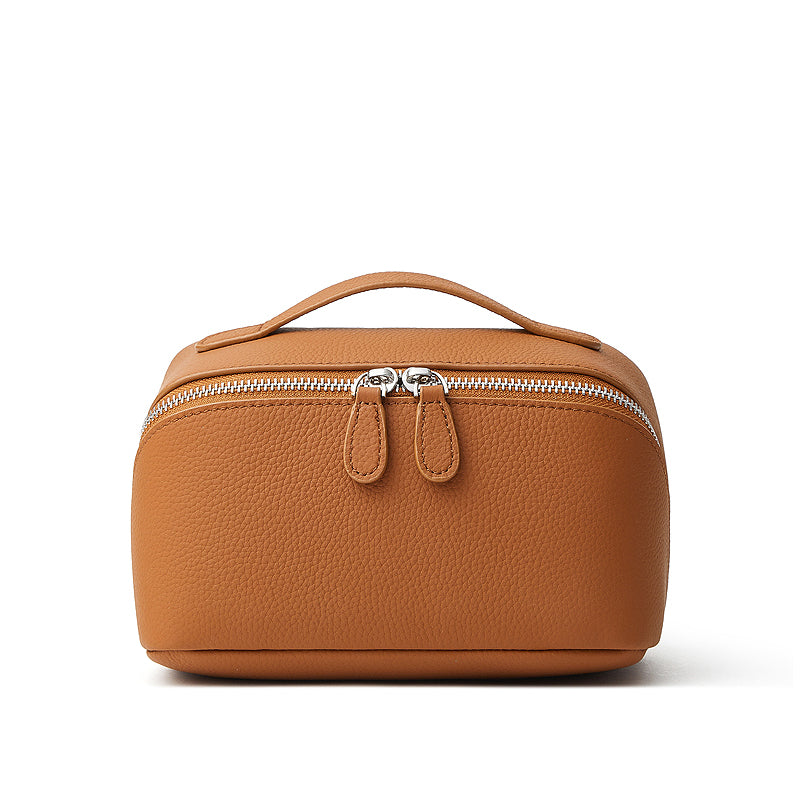 Genuine leather storage bag exquisite multifunctional travel cosmetic bag cowhide small portable toiletry bag