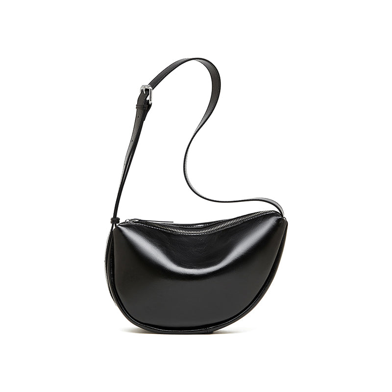 Genuine leather messenger bag for women, dumpling bag, lazy style crescent bag, large capacity, versatile shoulder bag