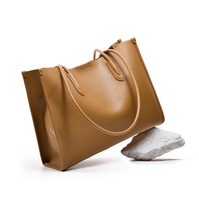 Genuine leather women's bag niche soft leather tote bag large capacity cowhide shoulder bag