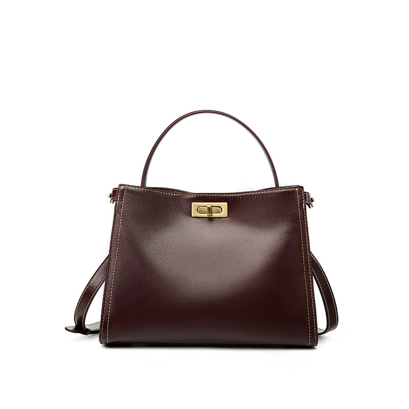 Vegetable tanned cowhide fashionable versatile handbag simple light luxury shoulder messenger bag