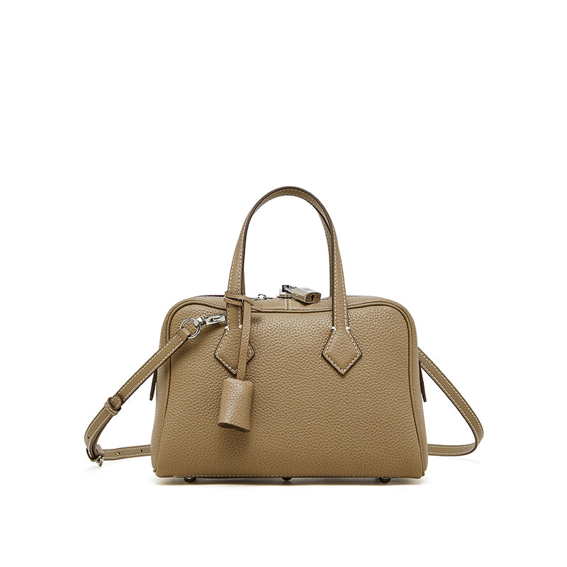 Genuine leather high-grade handbag light luxury TC top layer leather Victoria bag versatile crossbody Boston pillow bag