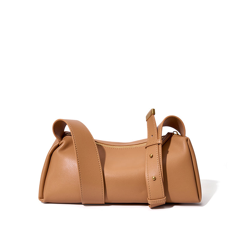 Cowhide genuine leather crossbody bag high-end baguette underarm bag