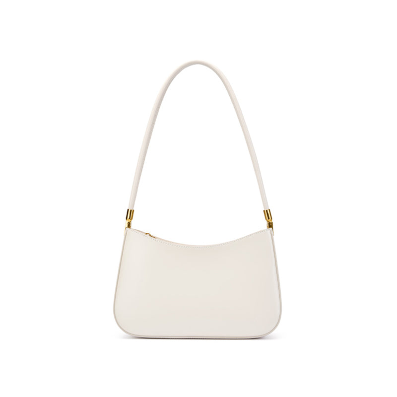 Genuine leather simple shoulder bag versatile baguette bag French style underarm retro women's bag