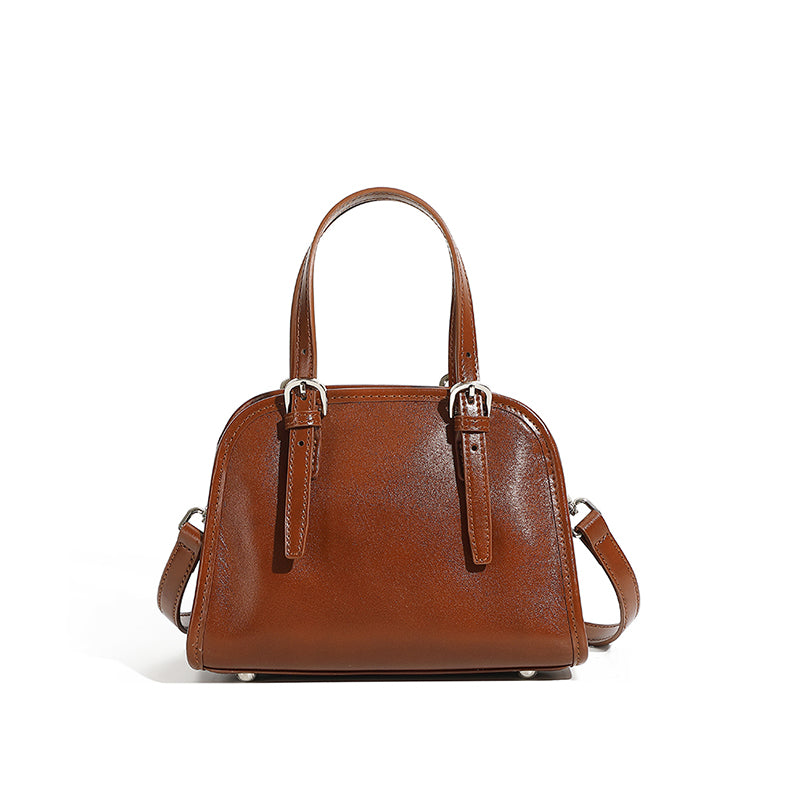 Cowhide handbag bowling bag retro women's bag commuter versatile large capacity shoulder messenger bag