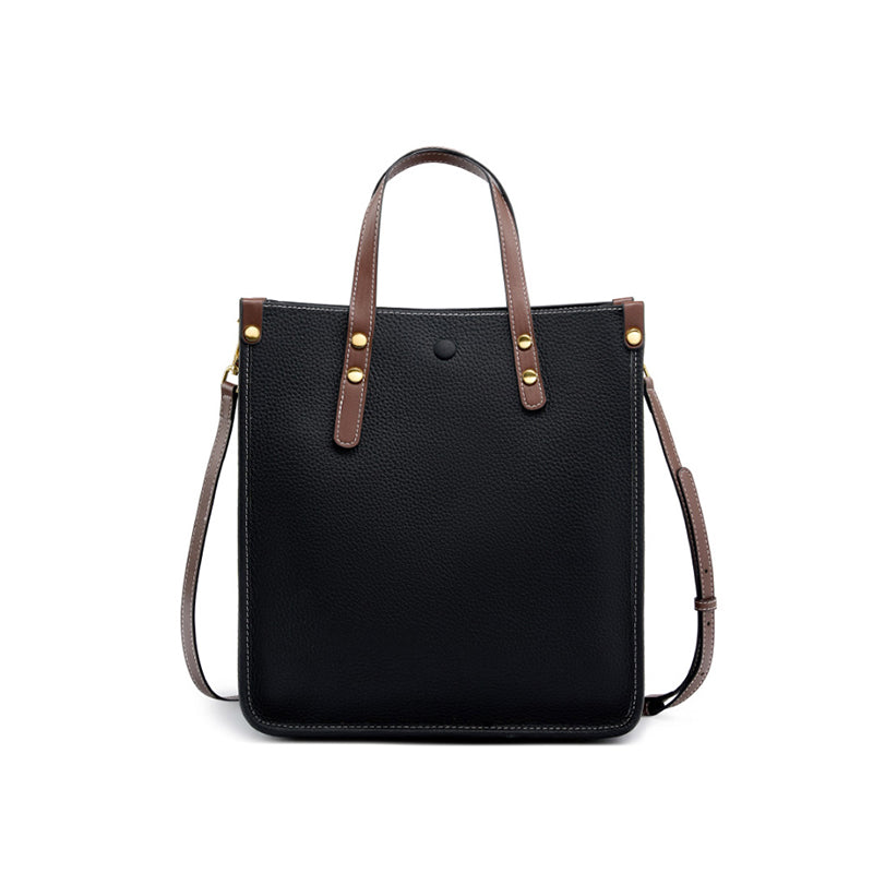 Fashion leather vertical tote bag handbag first layer cowhide versatile shoulder bag briefcase soft leather messenger bag
