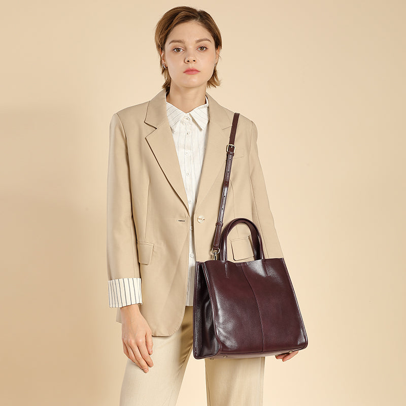 Genuine leather vintage tote bag versatile bucket shoulder handbag shoulder messenger bag