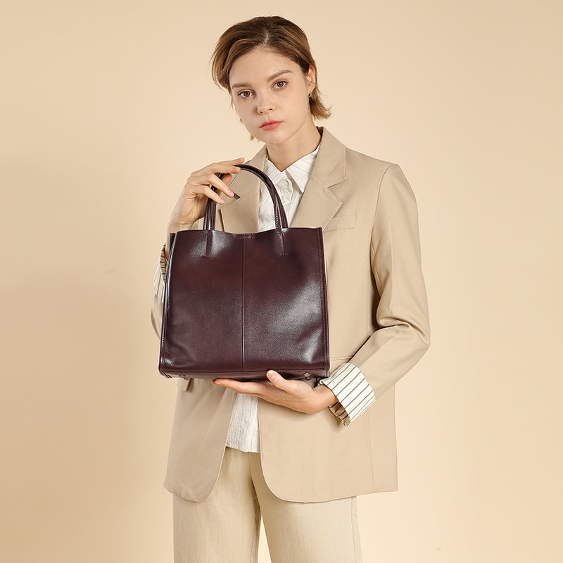 Genuine leather vintage tote bag versatile bucket shoulder handbag shoulder messenger bag