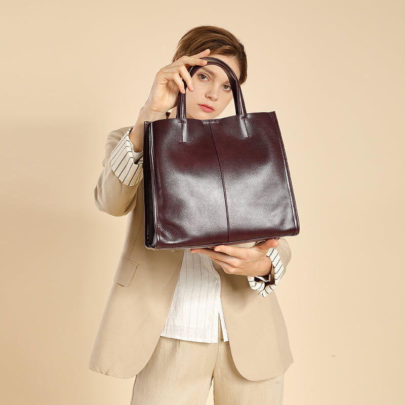 Genuine leather vintage tote bag versatile bucket shoulder handbag shoulder messenger bag