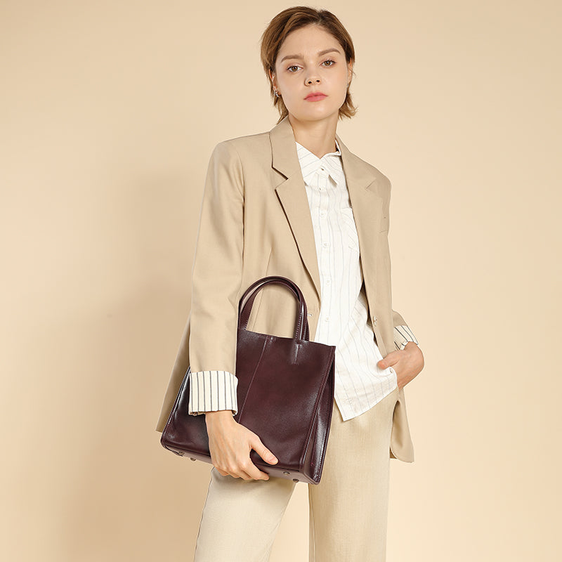 Genuine leather vintage tote bag versatile bucket shoulder handbag shoulder messenger bag