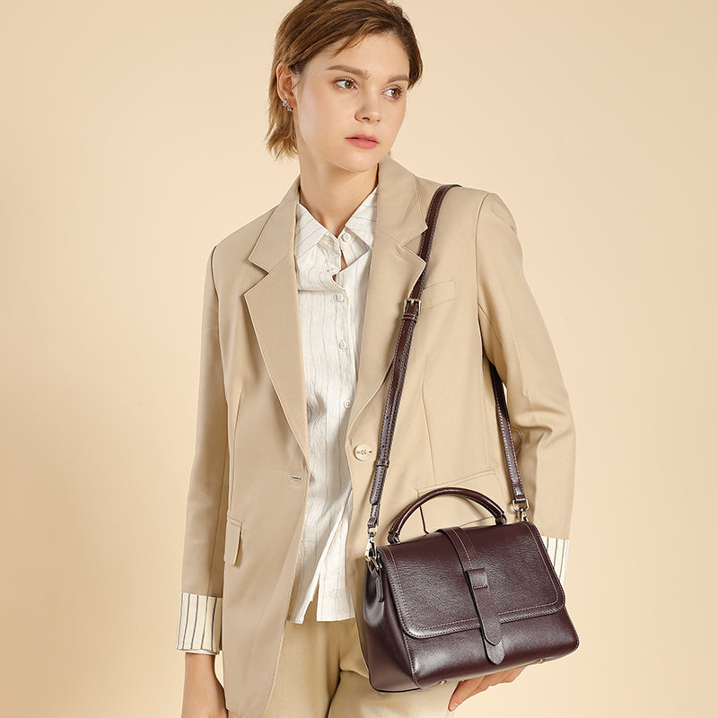 Genuine leather fashion handbag cowhide vegetable tanned leather shoulder crossbody bag