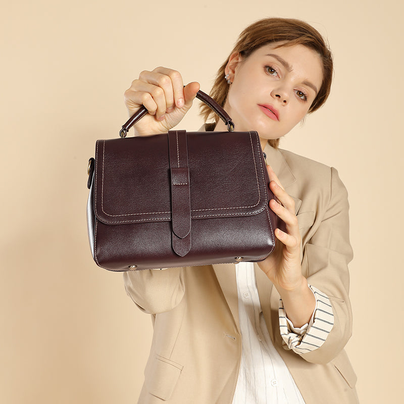 Genuine leather fashion handbag cowhide vegetable tanned leather shoulder crossbody bag