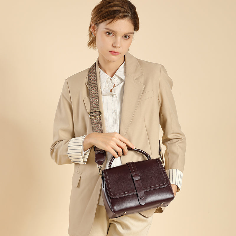 Genuine leather fashion handbag cowhide vegetable tanned leather shoulder crossbody bag