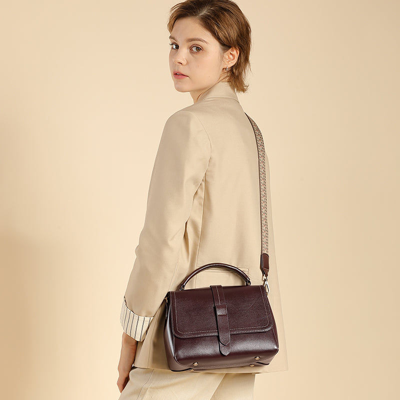 Genuine leather fashion handbag cowhide vegetable tanned leather shoulder crossbody bag