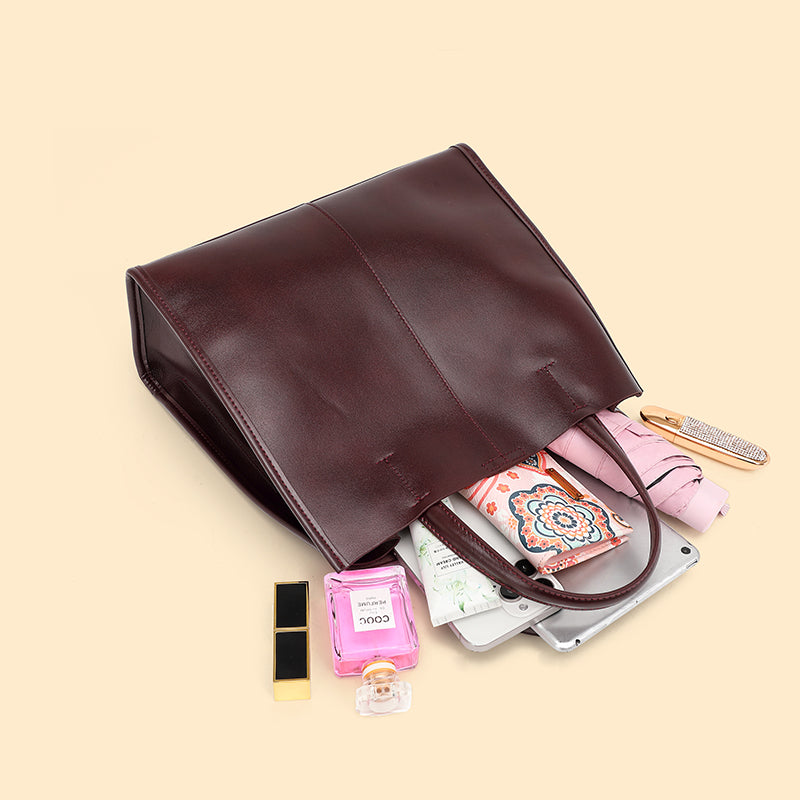 Genuine leather vintage tote bag versatile bucket shoulder handbag shoulder messenger bag