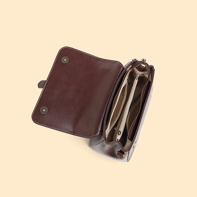 Genuine leather fashion handbag cowhide vegetable tanned leather shoulder crossbody bag