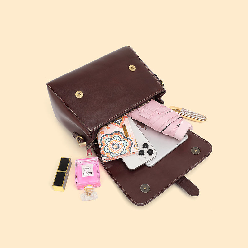 Genuine leather fashion handbag cowhide vegetable tanned leather shoulder crossbody bag