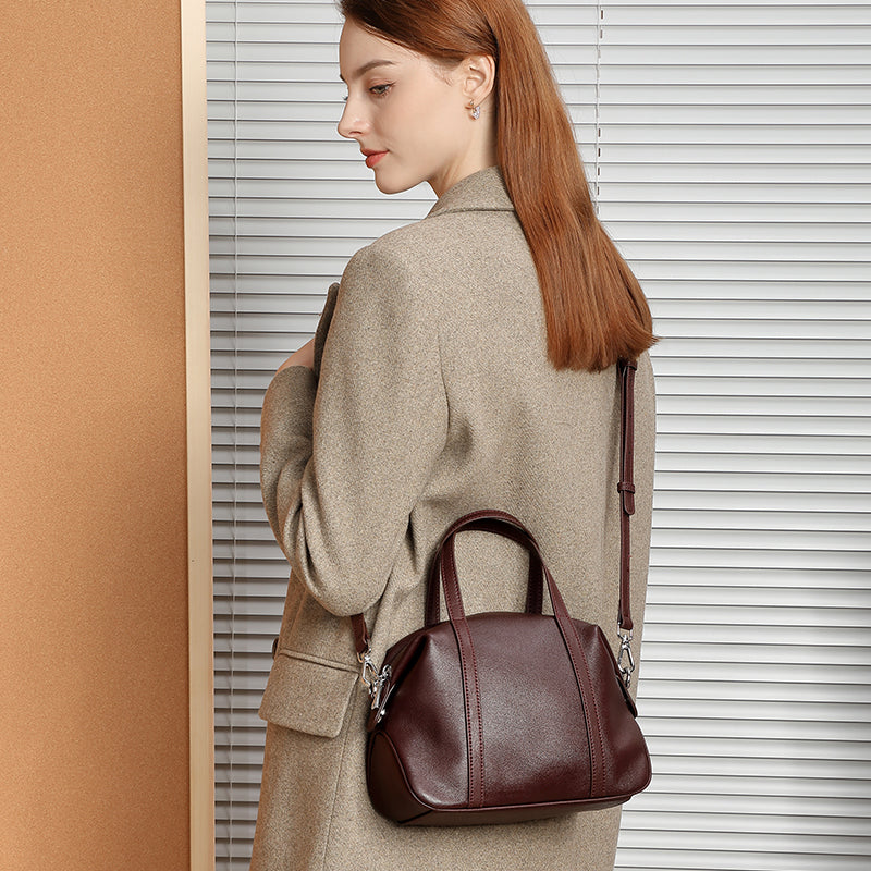 Genuine leather niche shoulder Boston bag fashionable pillow versatile handbag crossbody bag