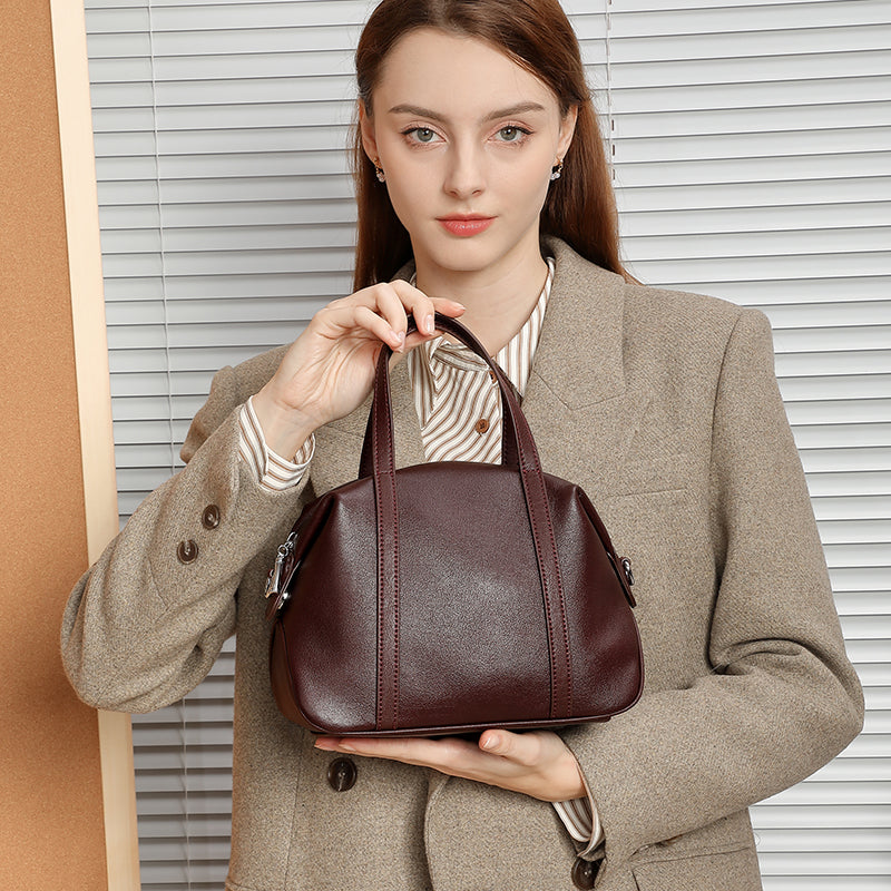 Genuine leather niche shoulder Boston bag fashionable pillow versatile handbag crossbody bag