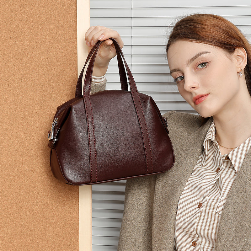 Genuine leather niche shoulder Boston bag fashionable pillow versatile handbag crossbody bag