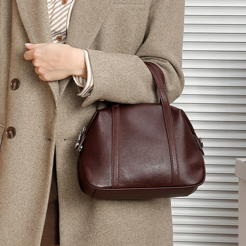 Genuine leather niche shoulder Boston bag fashionable pillow versatile handbag crossbody bag