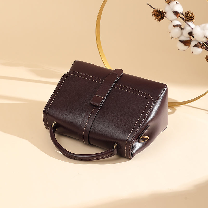 Genuine leather fashion handbag cowhide vegetable tanned leather shoulder crossbody bag