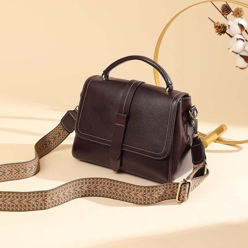 Genuine leather fashion handbag cowhide vegetable tanned leather shoulder crossbody bag