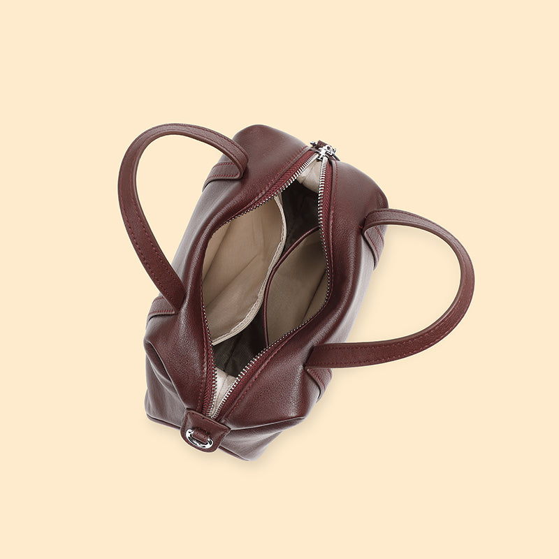 Genuine leather niche shoulder Boston bag fashionable pillow versatile handbag crossbody bag