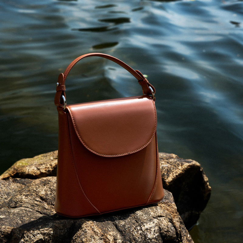 Genuine leather shoulder underarm bag simple and versatile high-grade cowhide crossbody baguette bag