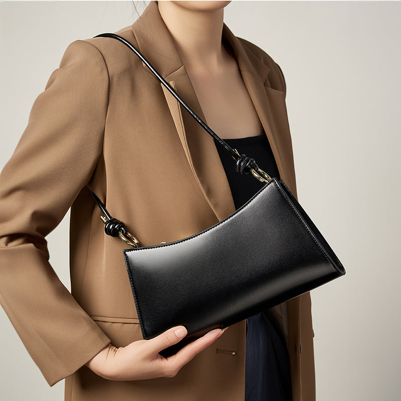 Genuine leather French underarm bag, single shoulder bag, light luxury high-end women's bag