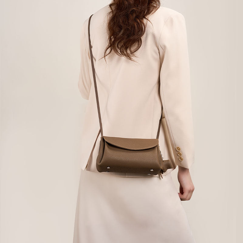 Genuine leather trendy messenger bag high-end fashion mini soft leather shoulder bag