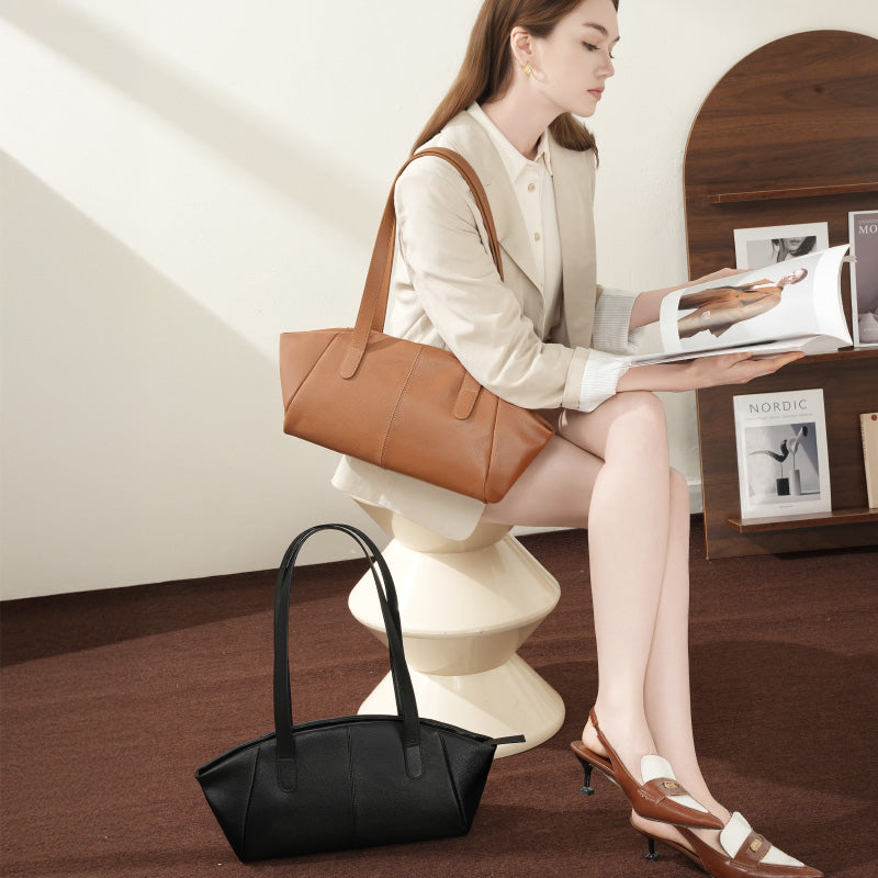 Genuine leather tote bag fashionable underarm bag