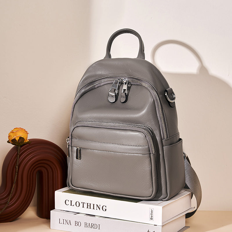 Genuine soft leather backpack travel backpack