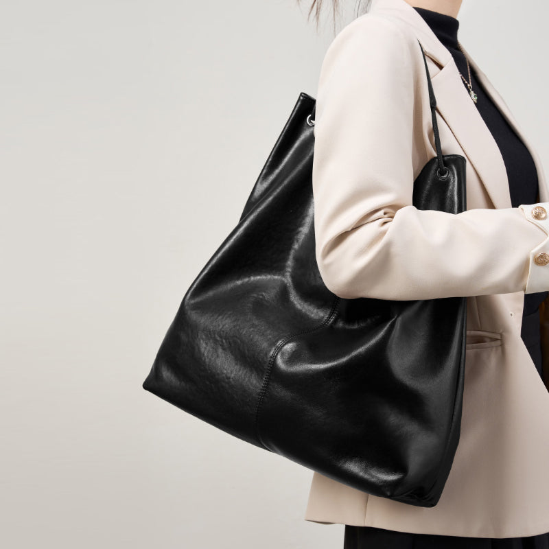 Vegetable Tanned Cowhide Tote Bag Single Shoulder Underarm Bag