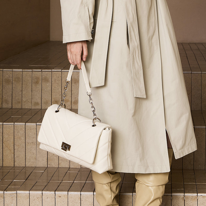 Top layer cowhide shoulder bag Chanel style genuine leather chain underarm crossbody bag