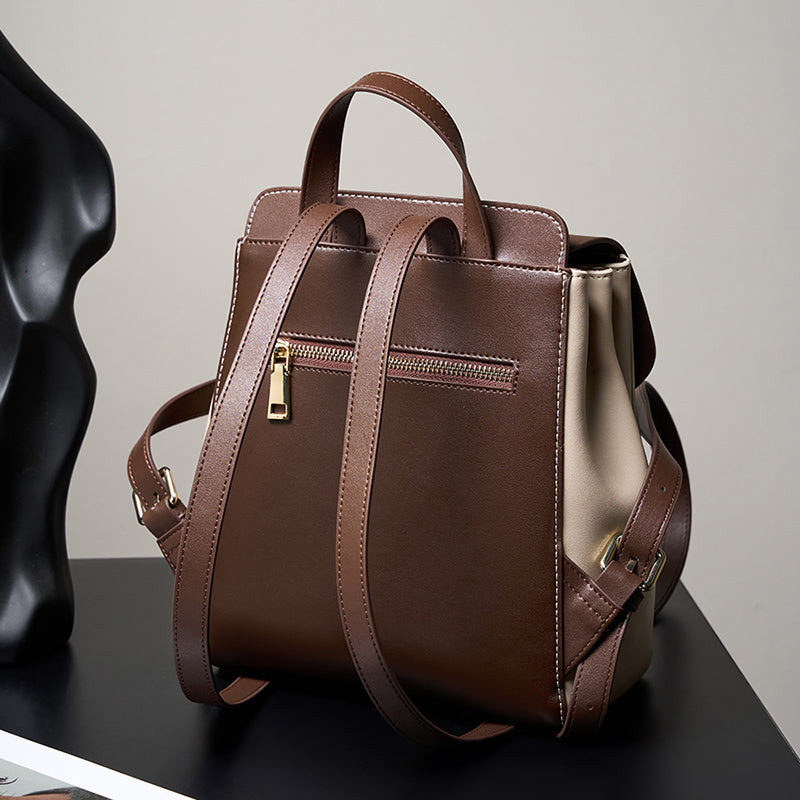 Genuine leather backpack small travel backpack