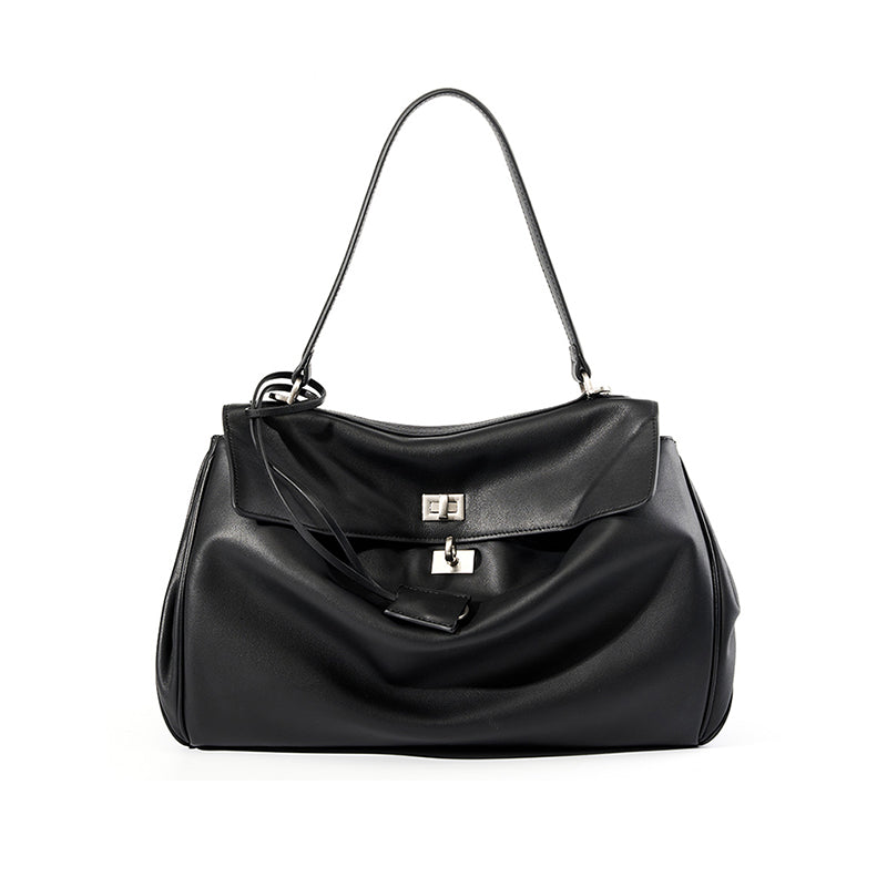 Rodeo Kelly Tote Bag Large Capacity Calfskin Single Shoulder Handle Lock Commuter Underarm Bag