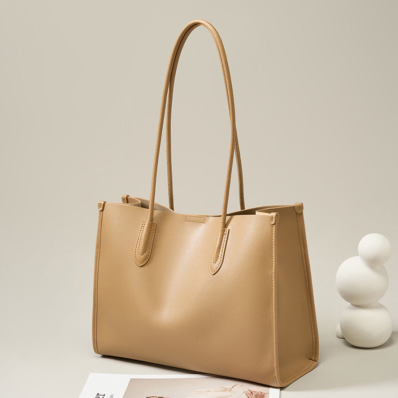 Genuine leather women's bag niche soft leather tote bag large capacity cowhide shoulder bag