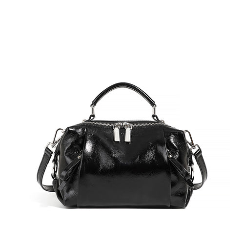 Boston leather handbag first layer of cowhide fashionable light luxury shoulder crossbody bag