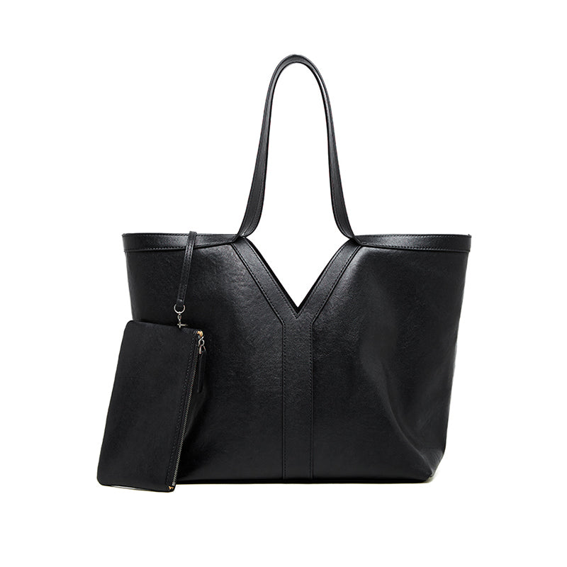 Simple Korean leather shoulder tote bag