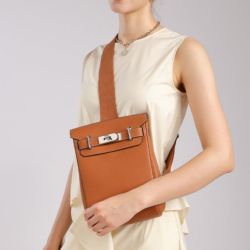 First layer of leather Kelly bag crossbody chest bag unisex backpack fashionable genuine leather shoulder crossbody bag