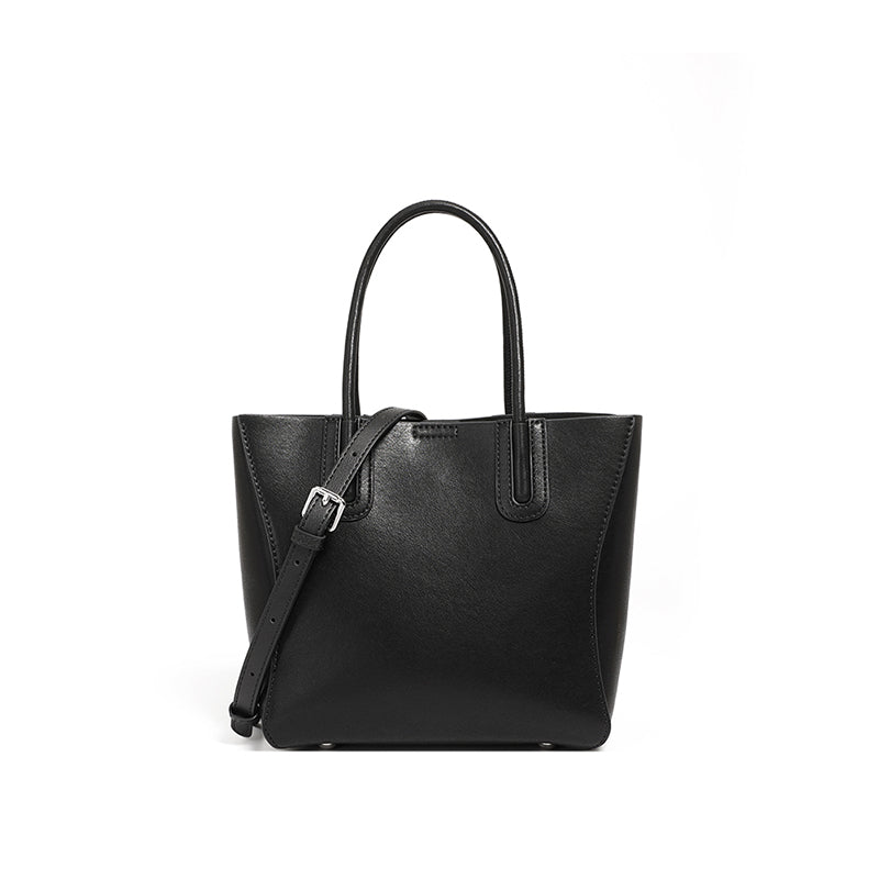 Genuine leather simple handbag literary retro tree paste leather bucket bag shoulder messenger bag