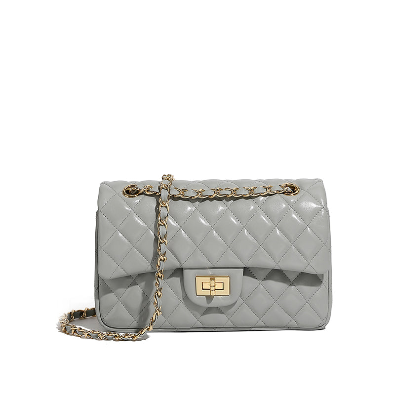 First layer of cowhide chain underarm bag genuine leather small Chanel style fashionable diamond shoulder crossbody bag small square bag