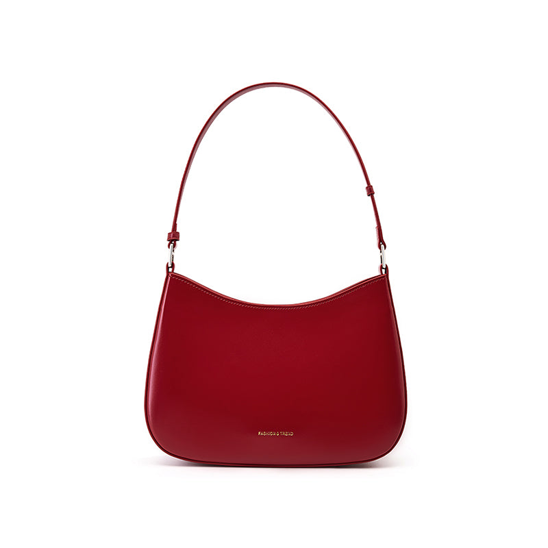 High-end niche design baguette leather shoulder bag