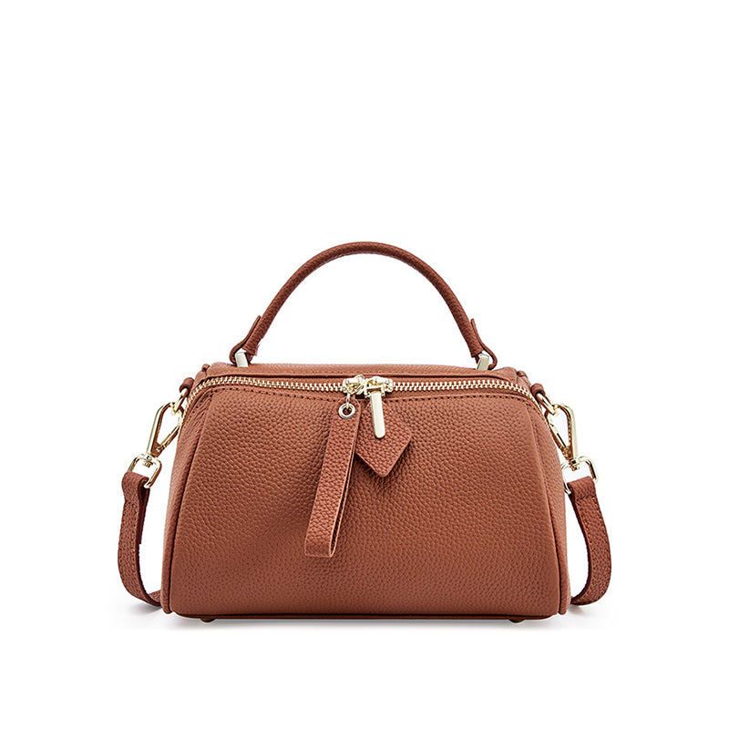 Genuine leather vintage handbag simple classic Boston bag cowhide crossbody shoulder bag