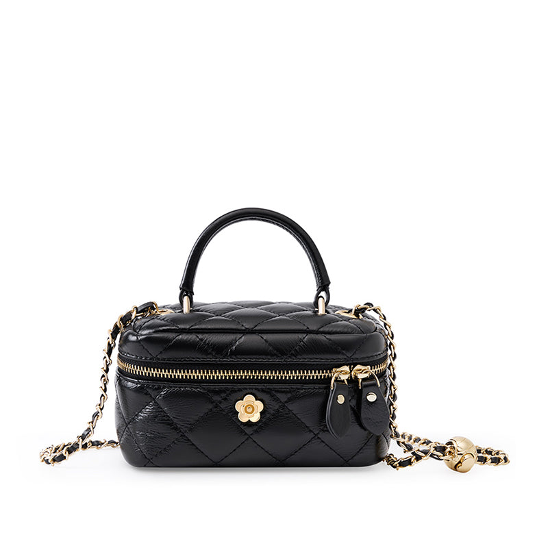 Genuine leather diamond chain handbag fashionable and popular textured shoulder crossbody bag