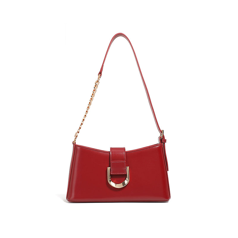 Genuine leather fashion underarm bag high-end versatile shoulder bag practical crossbody baguette women's bag
