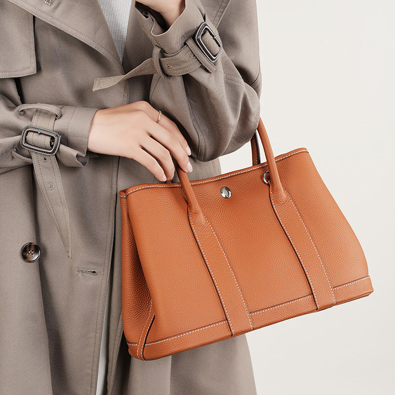 Genuine leather one-shoulder crossbody tote bag versatile handbag shopping bag bucket bag