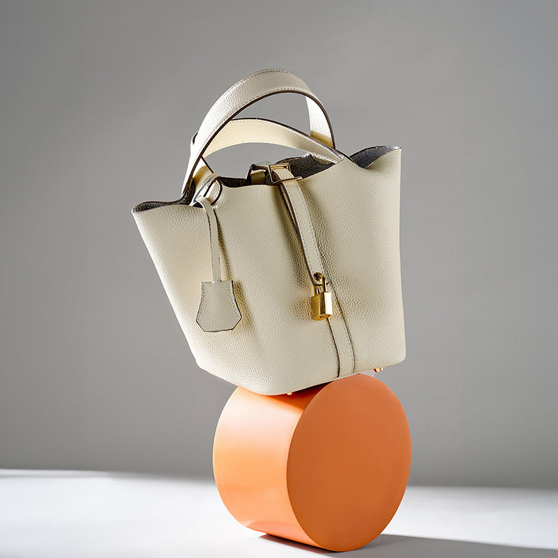 Bucket bag genuine leather handbag