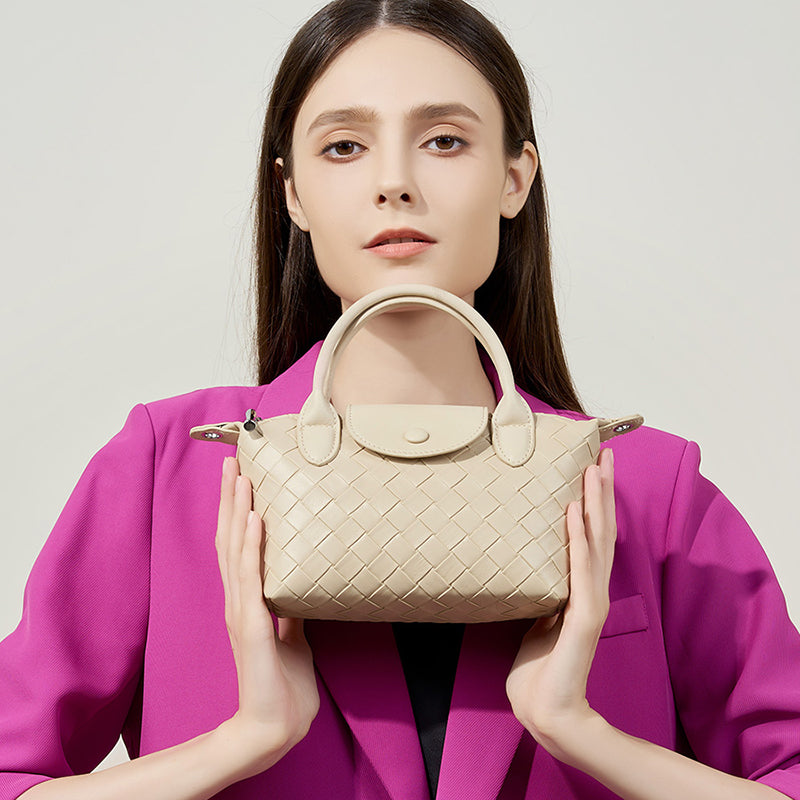 Genuine leather niche design handbag cowhide woven women's bag shoulder crossbody bag