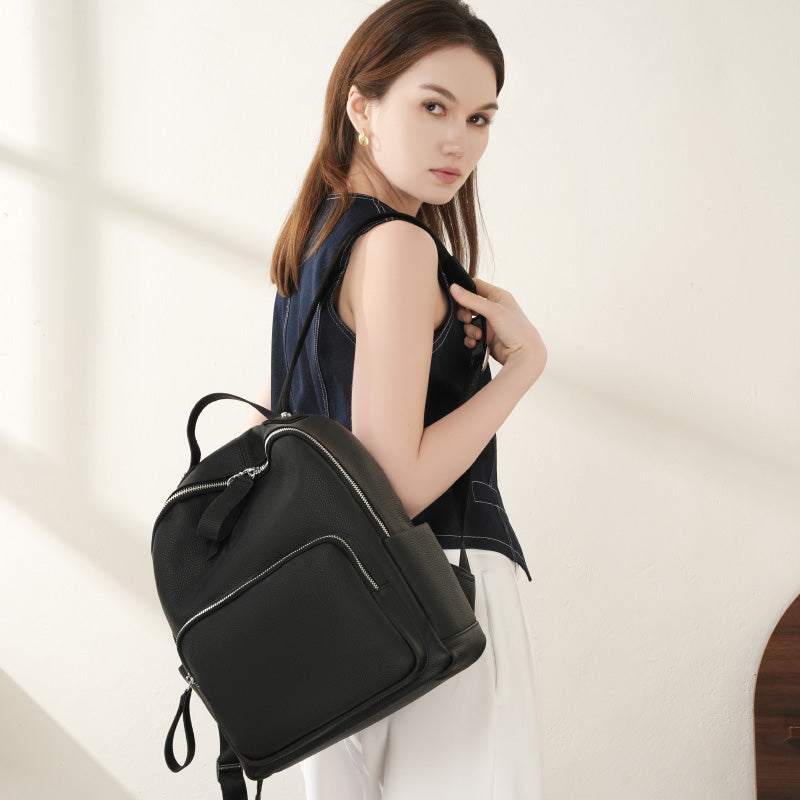 Top layer cowhide casual backpack